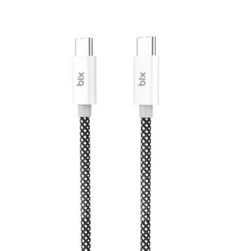 Bix T2CC 60W Ledli 1 mt Siyah Type-C Örgülü PVC Kablo