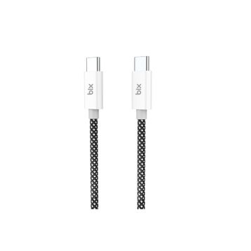 Bix T2CC 60W Ledli 1 mt Siyah Type-C Örgülü PVC Kablo