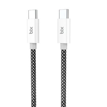 Bix T2CC 60W Ledli 1 mt Siyah Type-C Örgülü PVC Kablo