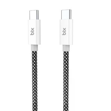 Bix T2CC 60W Ledli 1 mt Siyah Type-C Örgülü PVC Kablo