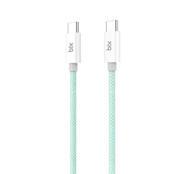 Bix T2CC 60W Ledli 1 mt Yeşil Type-C Örgülü PVC Kablo