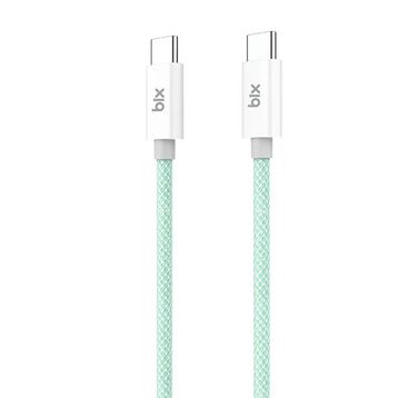 Bix T2CC 60W Ledli 1 mt Yeşil Type-C Örgülü PVC Kablo