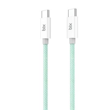 Bix T2CC 60W Ledli 1 mt Yeşil Type-C Örgülü PVC Kablo