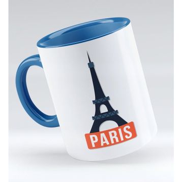 BK 1 Gift Paris Tasarımlı Mavi Kupa Bardak