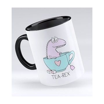 BK 1 Gift Tea Rex Tasarımlı Siyah Kupa Bardak