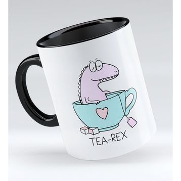BK 1 Gift Tea Rex Tasarımlı Siyah Kupa Bardak