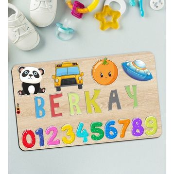 BK 12 Toys Çocuklara Özel İsimli Büyük Boy Ahşap Eğitici Yapboz 50x30 cm Puzzle