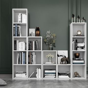 BK Concept 170 cm Beyaz KTP-1223 Raflı Basamaklı Kitaplık