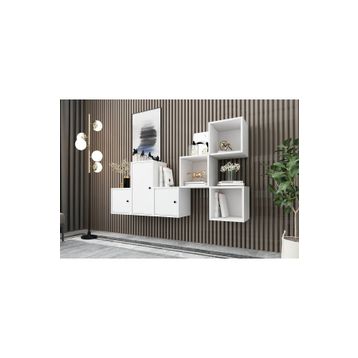 BK Concept Beyaz 202 cm DRS-1015-Ç 3 Kapaklı Duvara Monte Ayaksız Dresuar