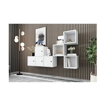 BK Concept Beyaz 202 cm DRS-1016-Ç 4 Kapaklı Duvara Monte Ayaksız Dresuar