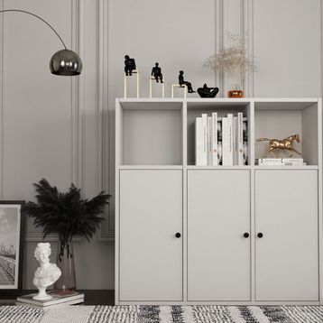 BK Concept ÇA-D-1043-Ç Beyaz 97 cm Kapaklı Raflı Çok Amaçlı Dolap