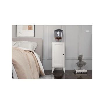 BK Concept Çıtalı KMD-1063 Raflı Kapaklı Ayaklı Beyaz Komodin
