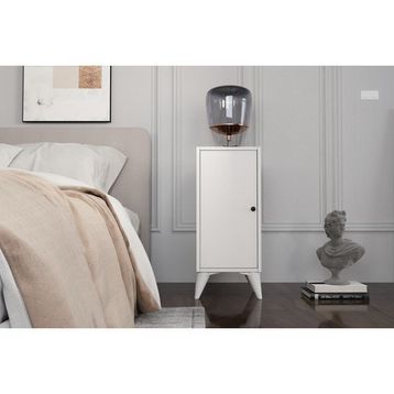 BK Concept Çıtalı KMD-1063 Raflı Kapaklı Ayaklı Beyaz Komodin