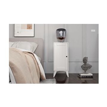 BK Concept Çıtalı KMD-1063 Raflı Kapaklı Ayaklı Beyaz Komodin