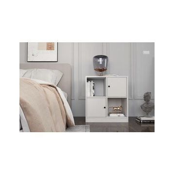 BK Concept Çıtasız KMD-1033-Ç Raflı İki Kapaklı Beyaz Komodin