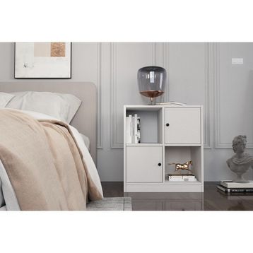BK Concept Çıtasız KMD-1033-Ç Raflı İki Kapaklı Beyaz Komodin