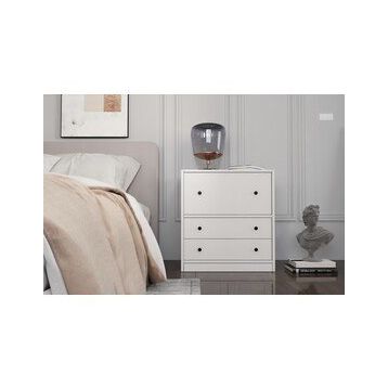 BK Concept Çıtasız KMD-1044-Ç İki Çekmeceli Kapaklı Beyaz Komodin