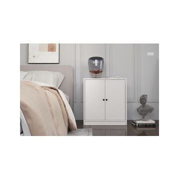 BK Concept Çıtasız KMD-1048-Ç İki Kapaklı Beyaz Komodin