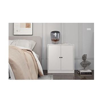 BK Concept Çıtasız KMD-1048-Ç İki Kapaklı Beyaz Komodin