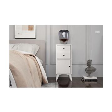 BK Concept Çıtasız KMD-1061-Ç Kapaklı 2 Çekmeceli Ayaklı Beyaz Komodin