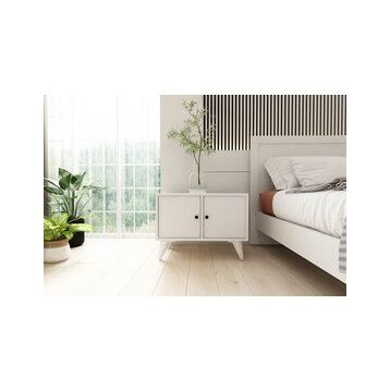 BK Concept Çıtasız KMD-1070-Ç 2 Kapaklı Ayaklı Beyaz Komodin