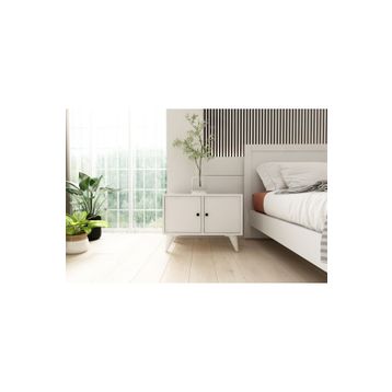 BK Concept Çıtasız KMD-1070-Ç 2 Kapaklı Ayaklı Beyaz Komodin