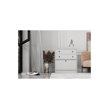 BK Concept Çıtasız ŞFN-1044-Ç İki Çekmeceli Kapaklı Beyaz Şifonyer