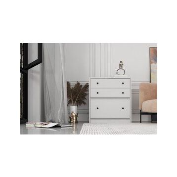 BK Concept Çıtasız ŞFN-1044-Ç İki Çekmeceli Kapaklı Beyaz Şifonyer