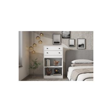 BK Concept Çıtasız ŞFN-1049-Ç İki Çekmeceli Raflı Beyaz Şifonyer