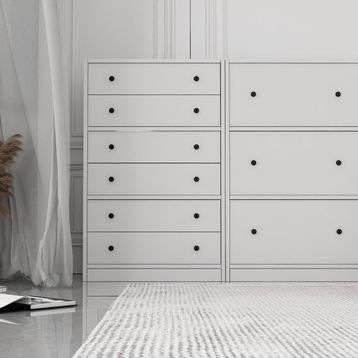 BK Concept Çıtasız ŞFN-1050-Ç Altı Çekmeceli Üç Kapaklı Beyaz Şifonyer