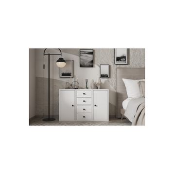 BK Concept Çıtasız ŞFN-1062-Ç İki Kapaklı Dört Çekmeceli Raflı Beyaz Şifonyer