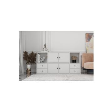 BK Concept Çıtasız ŞFN-1063-Ç Dört Kapaklı Dört Çekmeceli Raflı Beyaz Şifonyer