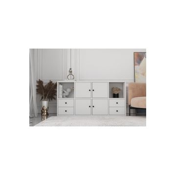 BK Concept Çıtasız ŞFN-1063-Ç Dört Kapaklı Dört Çekmeceli Raflı Beyaz Şifonyer