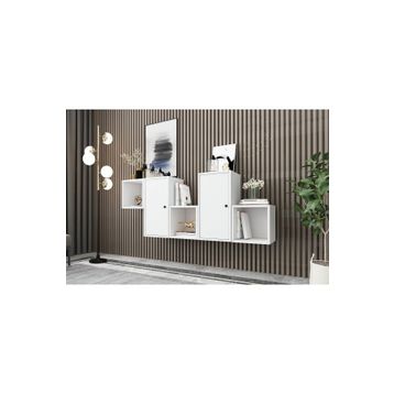 BK Concept DRS-1012-Ç Beyaz 170 cm 2 Kapaklı Raflı Duvara Monte Ayaksız Dresuar