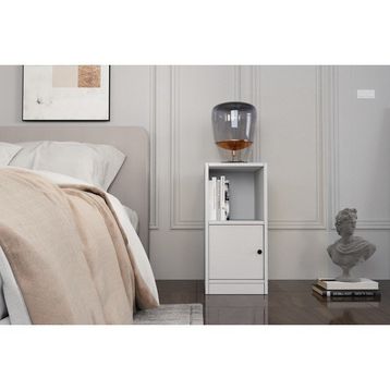 BK Concept KMD-1036-Ç Çıtasız Raflı Kapaklı Beyaz Komodin
