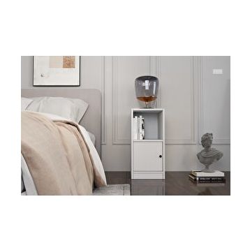 BK Concept KMD-1036-Ç Çıtasız Raflı Kapaklı Beyaz Komodin