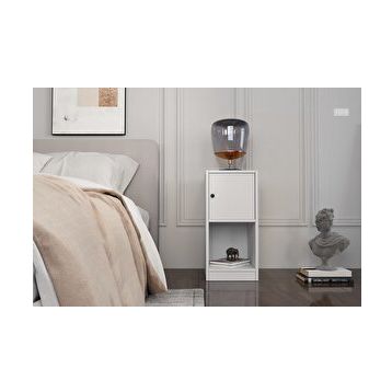BK Concept KMD-1037-Ç Çıtasız Raflı Kapaklı Beyaz Komodin