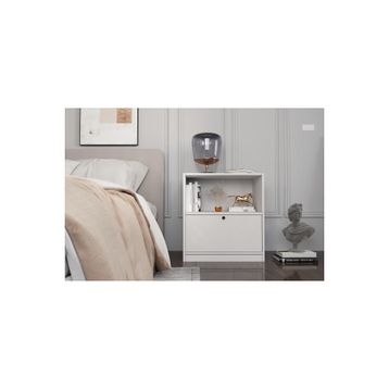 BK Concept KMD-1041-Ç Çıtasız Raflı Kapaklı Beyaz Komodin