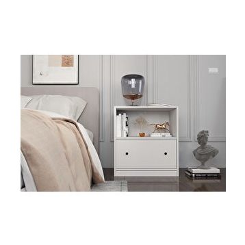 BK Concept KMD-1041-Ç Çıtasız Raflı Kapaklı Beyaz Komodin