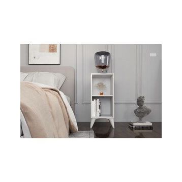 BK Concept KMD-1058 Raflı Ayaklı Beyaz Komodin