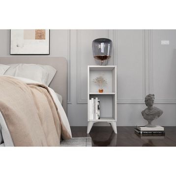 BK Concept KMD-1058 Raflı Ayaklı Beyaz Komodin