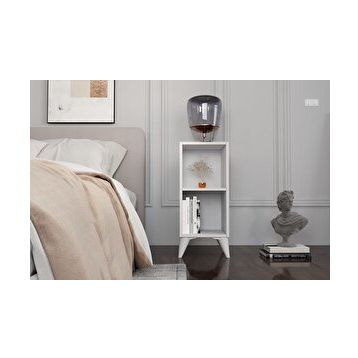 BK Concept KMD-1058 Raflı Ayaklı Beyaz Komodin