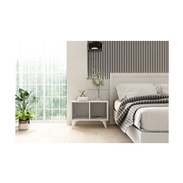 BK Concept KMD-1065 Raflı Ayaklı Beyaz Komodin