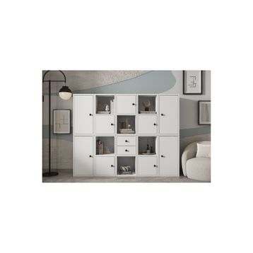 BK Concept KTP-1146-Ç 160 cm Beyaz Modüler Kapaklı Çekmeceli Raflı Kitaplık