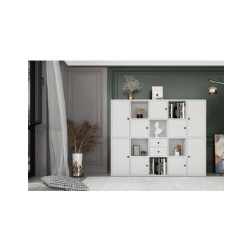 BK Concept KTP-1146-Ç 160 cm Beyaz Modüler Kapaklı Çekmeceli Raflı Kitaplık
