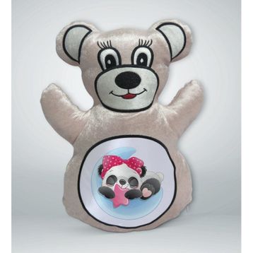 BK Gift 03 Sevimli Panda Tasarımlı Krem Ayıcık Yastık
