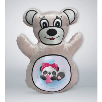 BK Gift 03 Sevimli Panda Tasarımlı Krem Ayıcık Yastık
