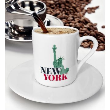 BK Gift Beyaz New York Tasarımlı Türk Kahvesi Fincanı