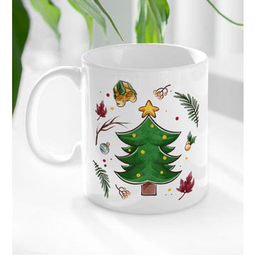 BK Gift Beyaz Yılbaşı Tasarımlı 3 Kupa