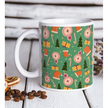 BK Gift Beyaz Yılbaşı Tasarımlı Kupa